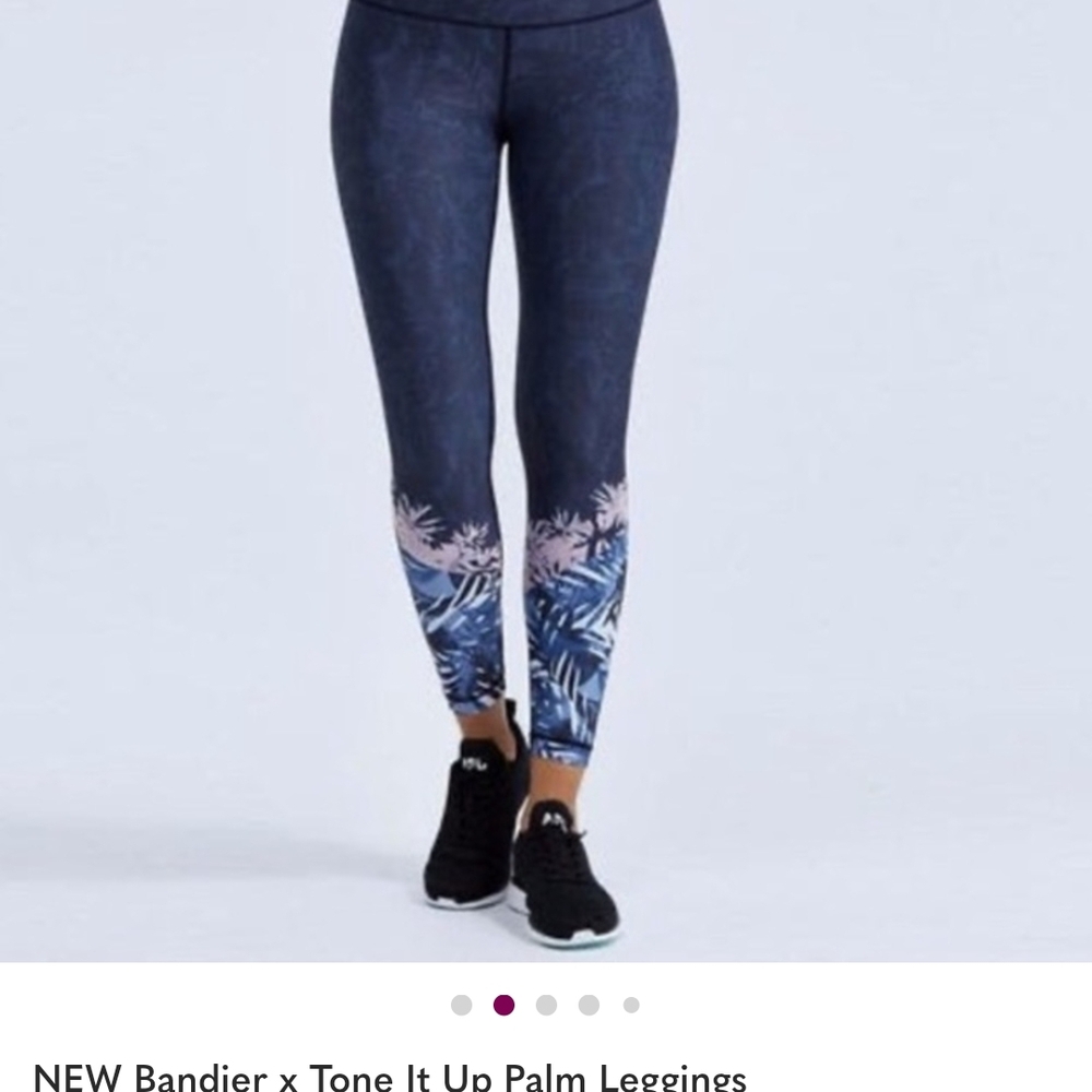 Tone It Up x Bandier Pink Palm Island Dip Leggings